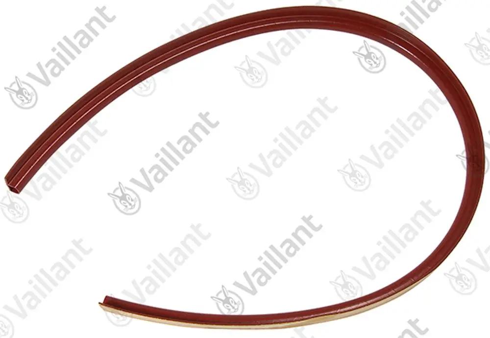 Vaillant Dichtungsprofil in rot, gebogen, mit einer Unterbrechung. Teil eines Heizungs- oder Sanitärsystems.